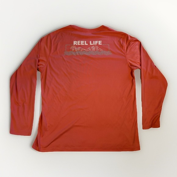 Reel Life Men's Long‎ Sleeve Sun Ray Defender Series T-Shirt Coral Size L EUC - Picture 2 of 9